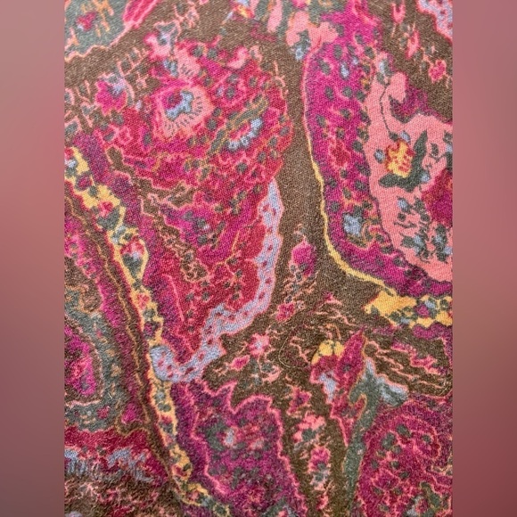 Lauren Ralph Lauren Dark Burgandy Paisley Tank Top with Ruffles - Picture 6 of 11